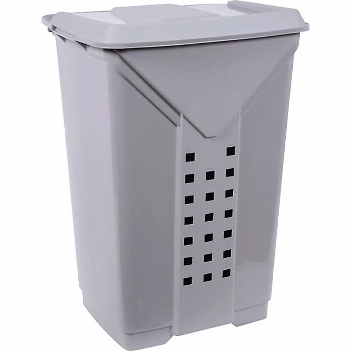EDA PLASTIQUE Coffre à linge Prima 60 L – Gris béton, 42 × 34, 5 × 60 cm