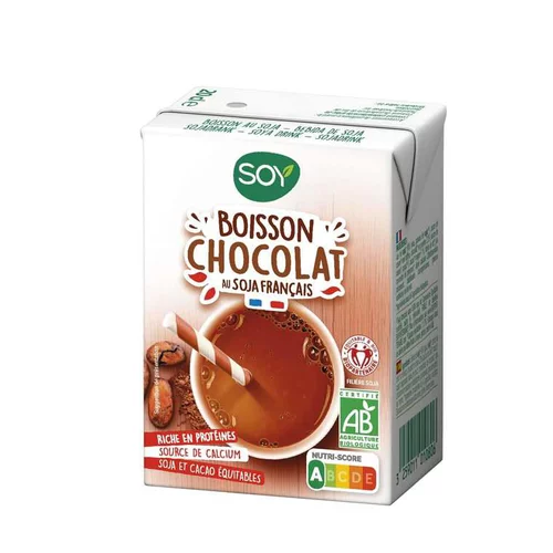 Une solution pour l’extérieur：Boisson végétale Biosoy chocolat briquette bio Soy - 3 x 20 cl