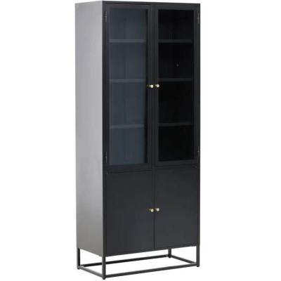 Buffet vitrine en acier 80 x 41 x 190 cm Bakal (Noir)
