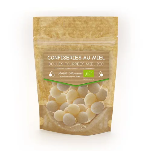 Pratique jardin：Bonbons en boule fourrée au miel bio en sachet de 120 g