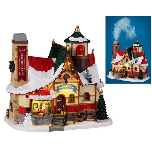 Sélection pour le jardin：Bâtiment lumineux Santas Wonderland Village Lemax Chalet du Père Noël – 24 x 15,2 x 21 cm