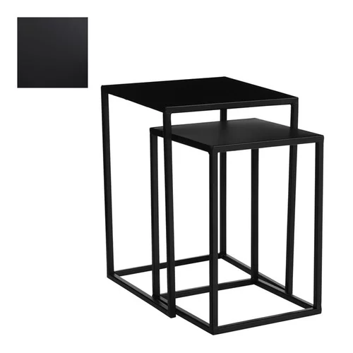 L’allié du jardin:Sellette carrée en métal noir Goa taille 1 - 25 x 25 x 36 cm