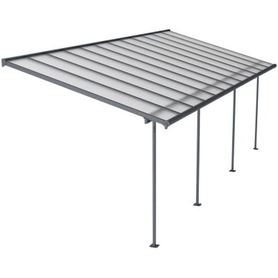 Pergola à adosser en aluminium gris et polycarbonate Sierra (3 x 7.4 m)