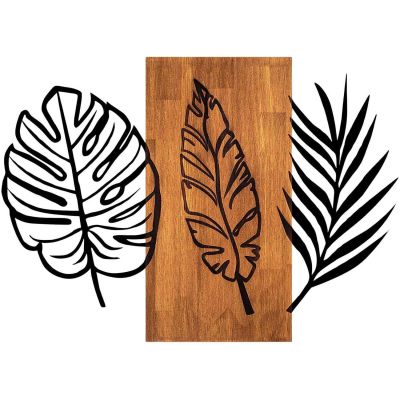 Décoration murale en bois et métal Florale (Triple Leaves)