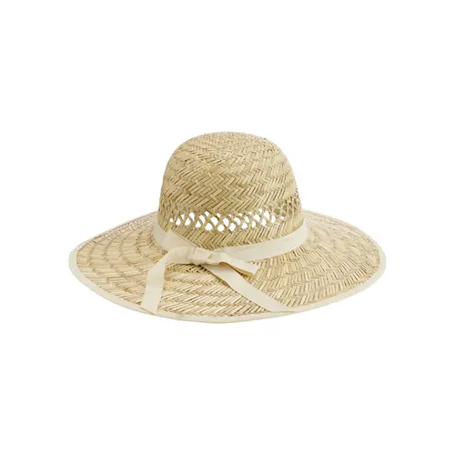 Jardin sélection：Chapeau de paille beige à ruban vert Instant Nature Brigitte