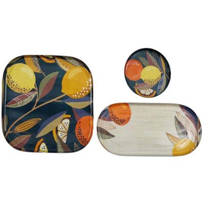Set de 3 vide-poches en métal (Citrus bleu)