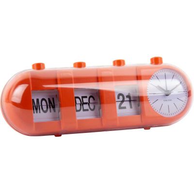 Réveil Retro Tube Calendar Flip (Orange)