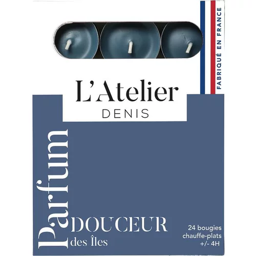 Pour équiper le jardin:Bougies chauffe-plats bleu parfum douceur des î L’Atelier de Denis - L’étui de 24