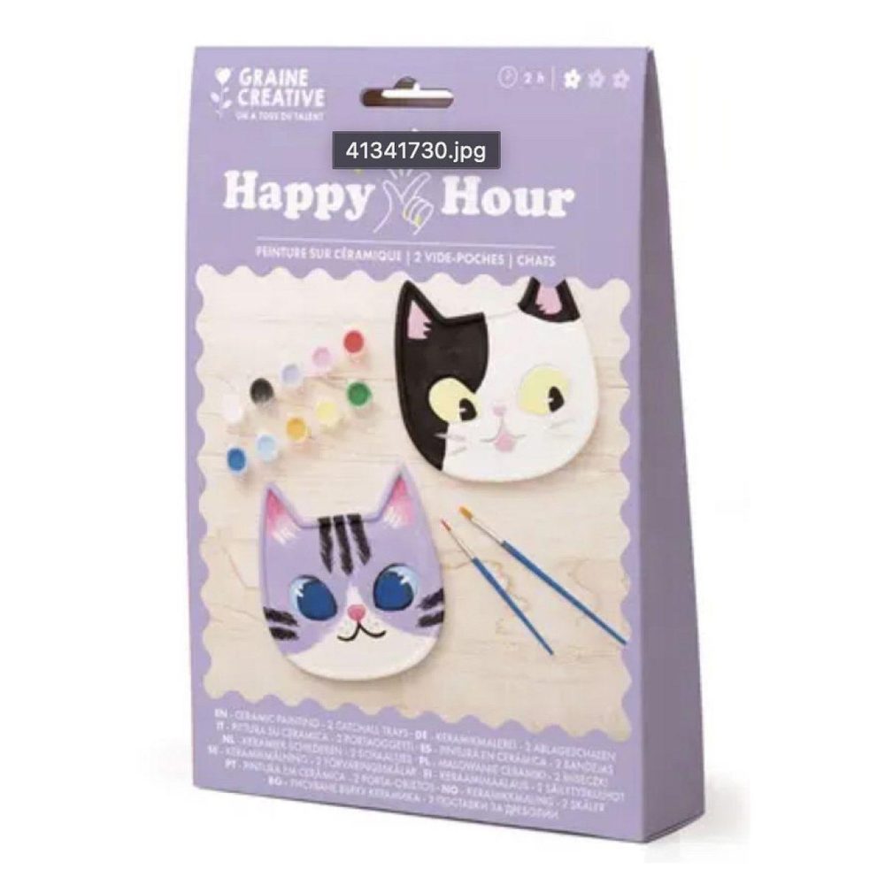 GRAINE CRÉATIVE Peinture sur ceramique chat happy hour – Produits de jardinage