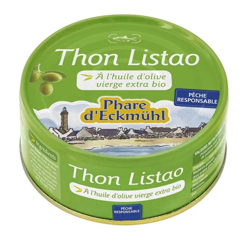 Qualité au jardin:Thon listao à l'huile d'olive vierge extra bio Phare d’Eckmühl - 160g
