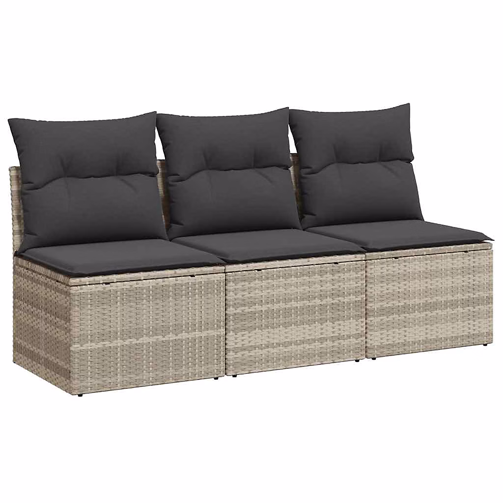 Canapé de jardin et coussins 3 places gris clair résine tressée vidaXL – Réf. HHLLXHTQP7788632277
