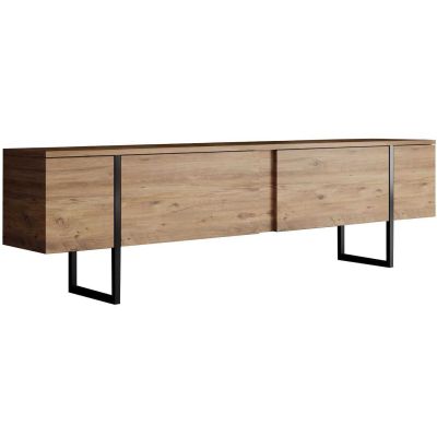 Meuble TV en aggloméré et métal Luxe (Pin, noir)