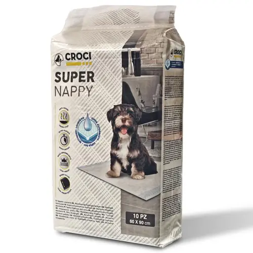 Univers jardin：Lot de 10 tapis hygiéniques pour chien super nappy au charbon actif Crocy - 90 x 60 cm