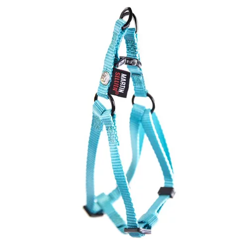 Pour un extérieur bien organisé:Harnais baudrier réglable turquoise pour chien - 1x25/35 cm