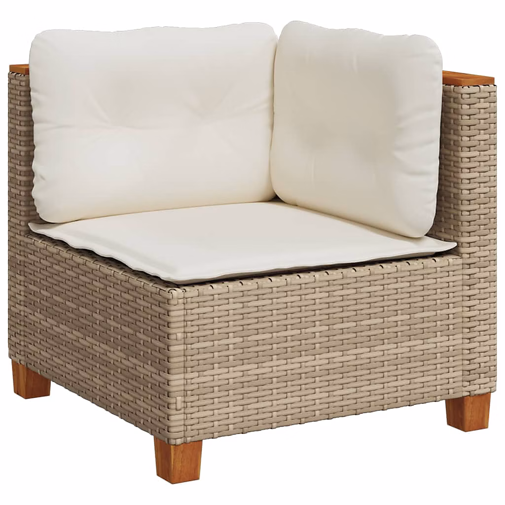 Salon et mobilier de jardin – Canapé d'angle de jardin avec coussins beige résine tressée vidaXL