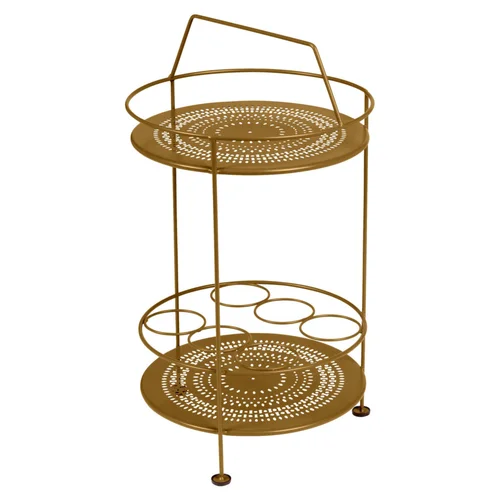 Durable au jardin：Bar portatif Montmartre coloris pain d'épices en acier Fermob - Ø 40 x 40 cm