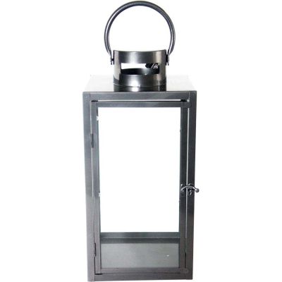 Lanterne en fer anthracite et verre (20 x 20 x 41 cm)