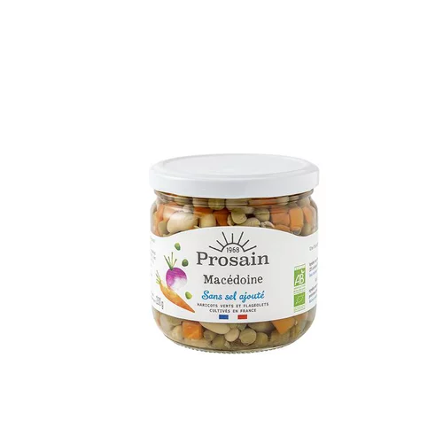 Jardin confort plus：Macédoine bio sans sel ajouté en bocal de 345 g