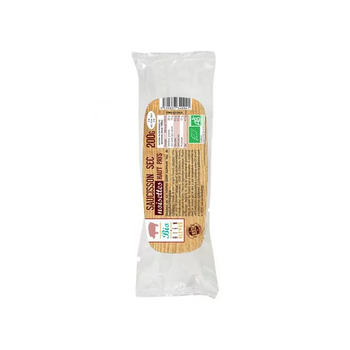 Facile à intégrer à l’extérieur：Saucisson sec pur porc aux noisettes Bio et Bien Élevés - 200 g