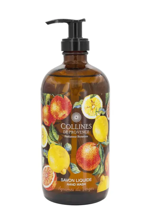 Tendance extérieur:Savon liquide en flacon pompe senteur Agrumes du Verger Collines de Provence – 470 ml