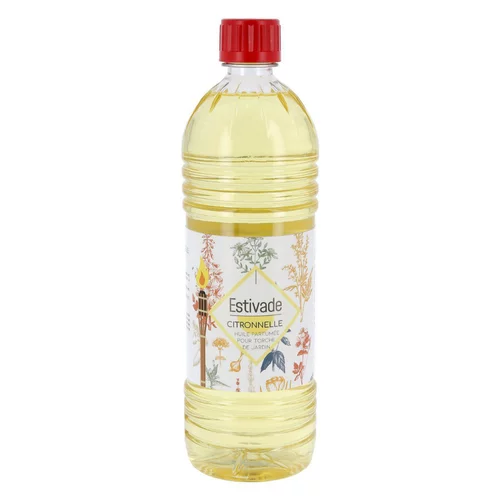 Essentiel au jardin：Huile végétale à la citronnelle pour torche bambou Estivade - 1 L