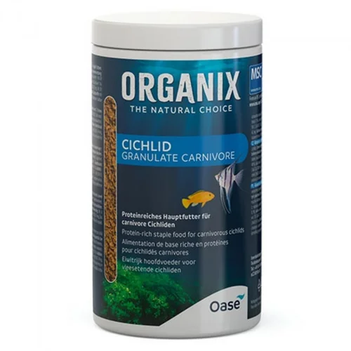 Une solution adaptée à l’extérieur:Granulés alimentaire pour cichlidés carnivores, bio, OASE AQUARIUM - Organix - 1000ml