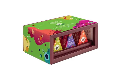 Vie extérieure:Coffret de thé bio Prisme d'infusions 6 mélanges Englishtea - 12 sachets