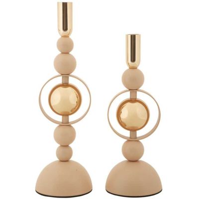 Bougeoir en métal Saturne (Lot de 2) (Rose et doré)