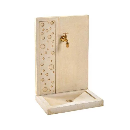 Sélection jardin:Fontaine murale décor bulle en pierre reconstituée imitation ton beige Hairie Grandon - 70 cm