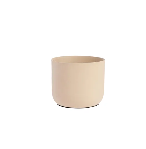 Une idée pratique pour l’extérieur：Cache-pot en zinc coloris beige Jasta – Ø 13 x H 12,5 cm