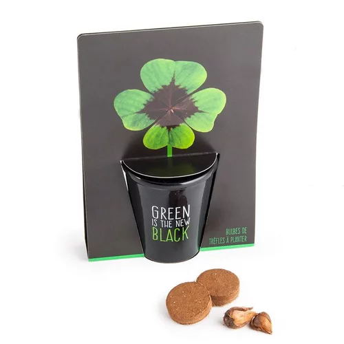 Extérieur confort:Pot black en céramique noire de Trèfle à planter Ø 6