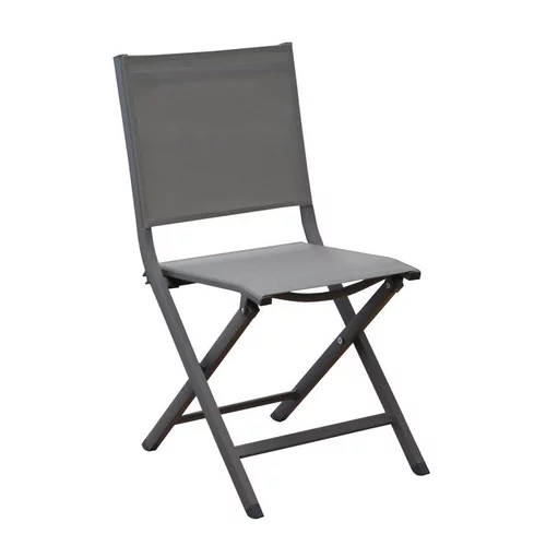 Jardin facile:Chaise pliante en aluminium et toile textylène couleur gris orage Max - 90 cm