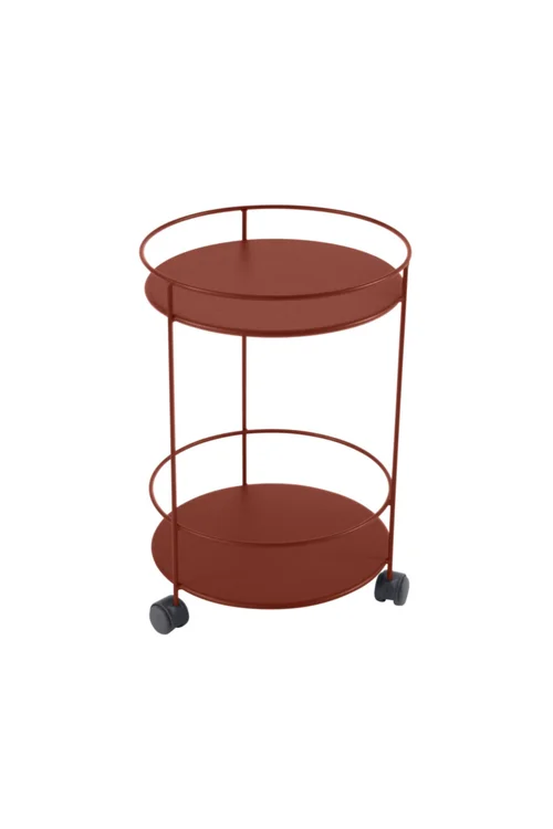 Jardin à aménager：Guéridon Guinguette coloris ocre rouge en acier Fermob - Ø 40 x 61 cm