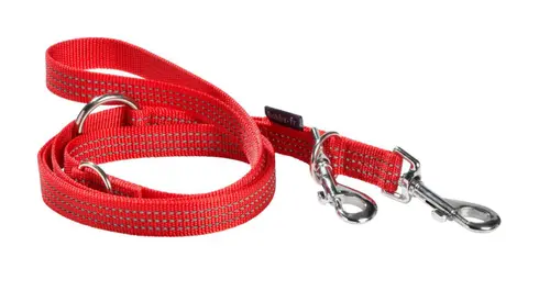 Simple dehors：Laisse pour chien en nylon tressé coloris rouge 3 positions Bobby Safe - Taille S/M