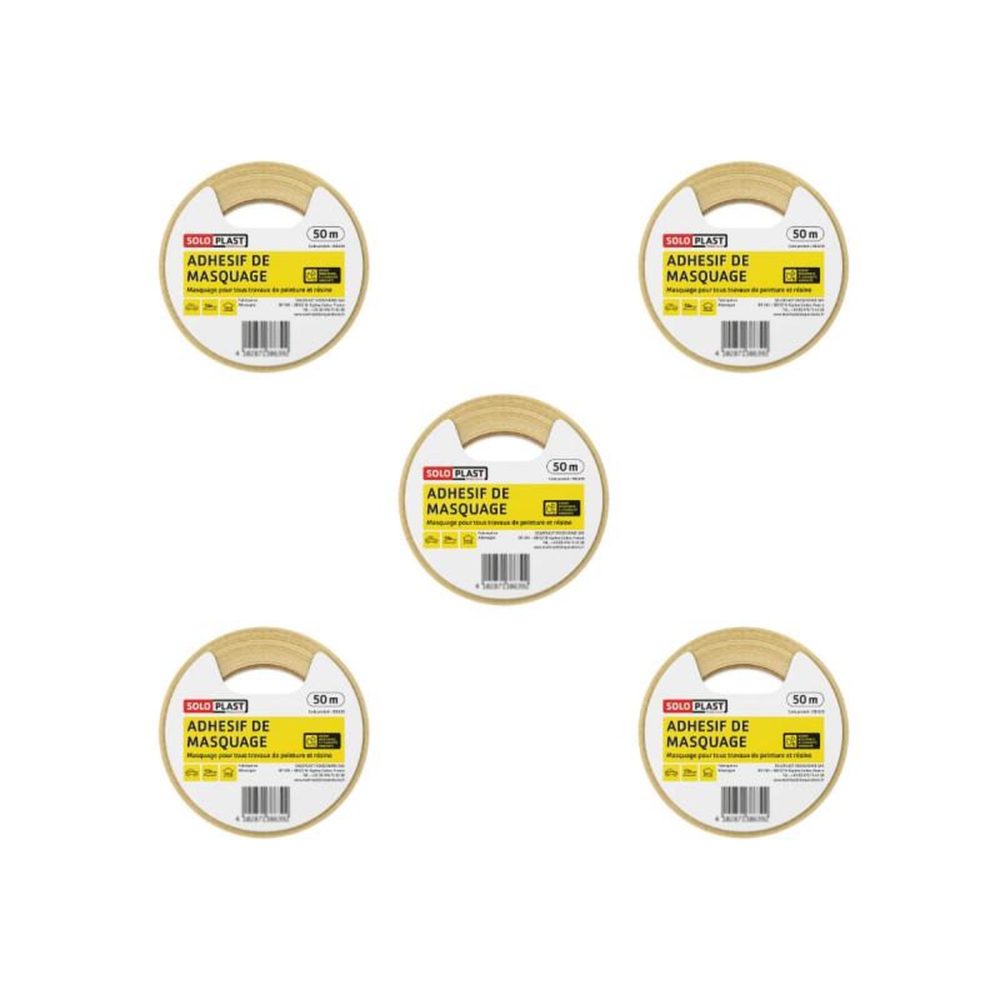 Soloplast Adhésif de masquage soloplast 25mm x 50m x 5 – 25mm 50m