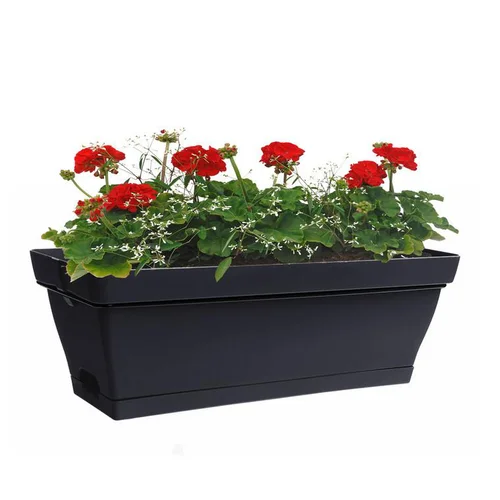 Essentiel pour le jardin：Jardinière avec soucoupe clipsée et support en métal - Roméo - 49 x 28 x 19 cm