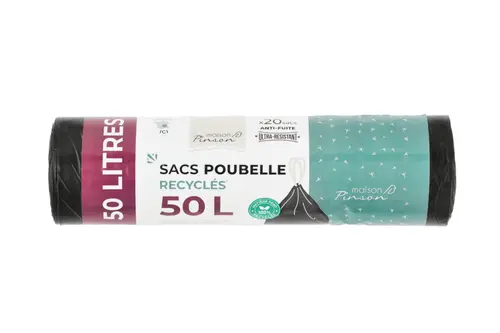 Moderne extérieur：Sacs poubelle recycles anti-fuite avec liens coulissants coloris noir Maison Pinson - 20 x 50 L