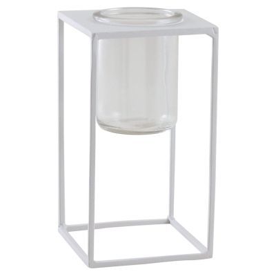 Photophore en métal blanc (Petit modèle)