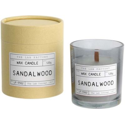 Bougie mèche en bois et boite kraft Factory (Bois de santal)