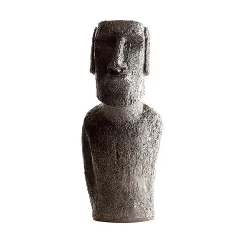 Indispensable au jardin:Buste de Moai ton ciré noir Hairie Grandon - 40 cm
