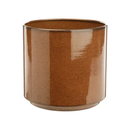 Bien pensé pour le jardin：Cache-pot Looma coloris marron en zinc taille S - Ø 20 x 19 cm