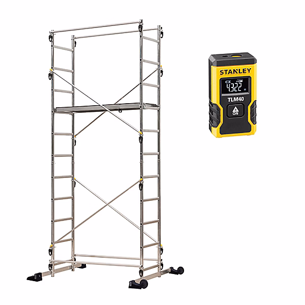 Echafaudage domestique: Hauteur de travail max 4.35m + Télémètre laser STANLEY – 238703-LASER