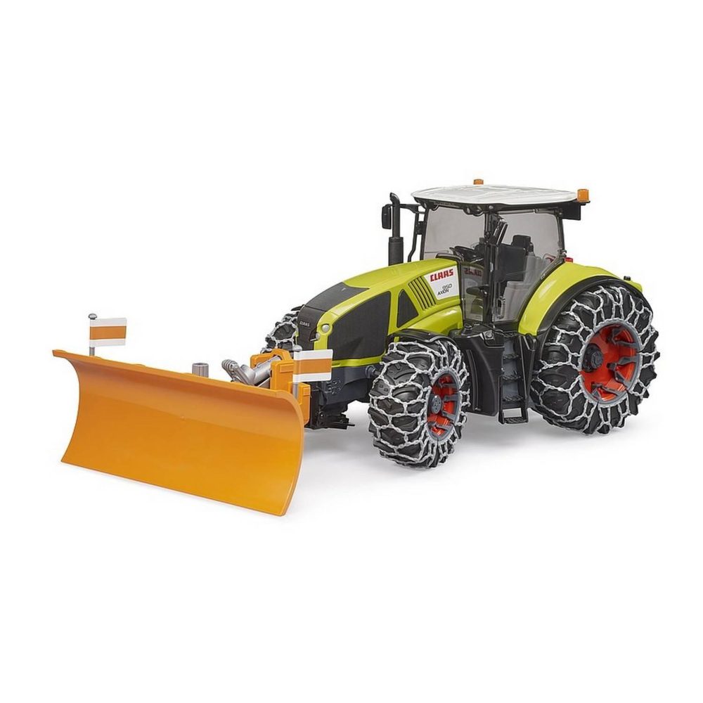 Bruder Tracteur Claas Axion 950 avec chaînes à neige et lame de niveleuse