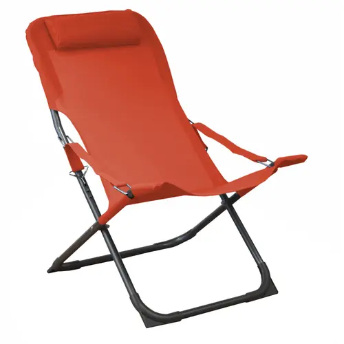 Jardin et déco：Fauteuil relax graphite/orange 127 x 61 x 28,5 cm