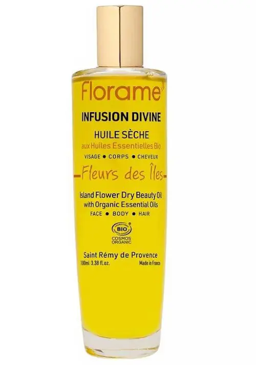 Jardin au naturel：Huile sèche Infusion divine pour le corps Florame Fleurs des îles - 100 ml