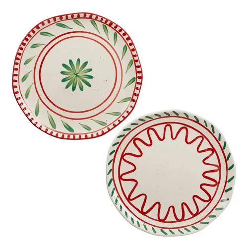 Extérieur solution:Assiette plate blanche, verte et rouge Venda - Ø 27 cm