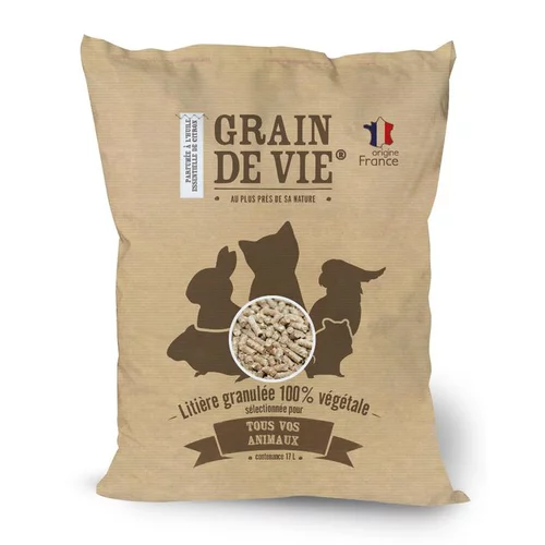 Maison & extérieur:Litière granulée 100% végétale pour tous animaux Grain de vie - 17 L