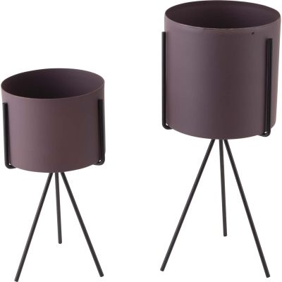 Set de 2 supports à plantes ronds Pedestal (Violet)