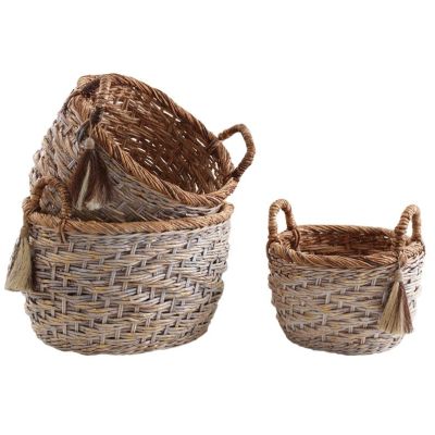 Corbeilles de rangement rondes en bananier (Lot de 3)