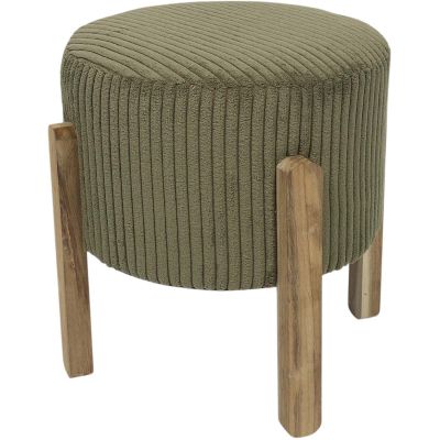 Tabouret en velours côtelé Scott (Vert - pieds en acacia)